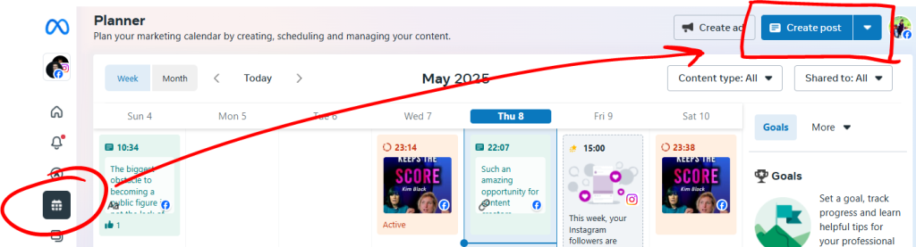 How to create a post from Planner section of Meta Business Suite